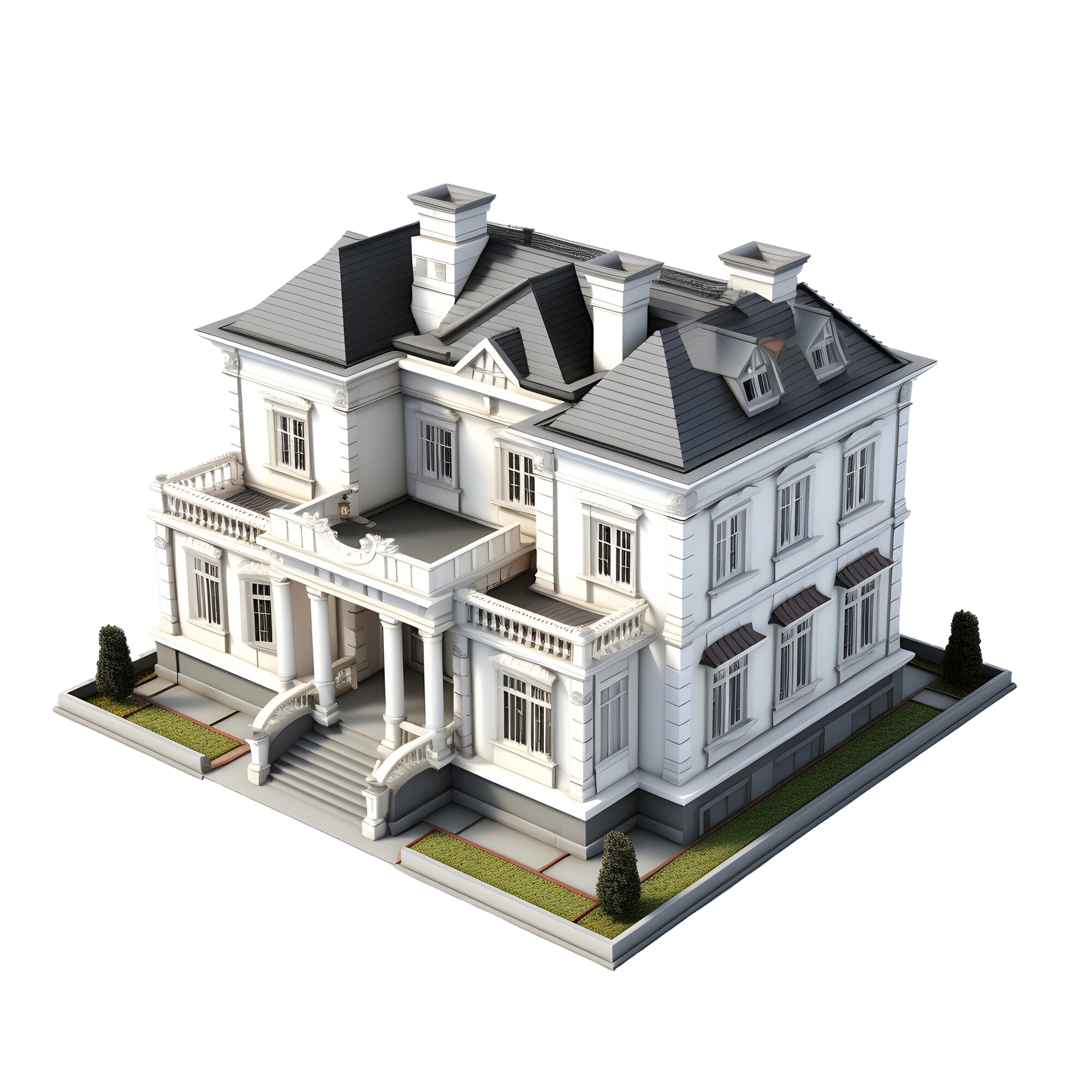 3D photogrammetric model of a residential building rendered from drone imagery