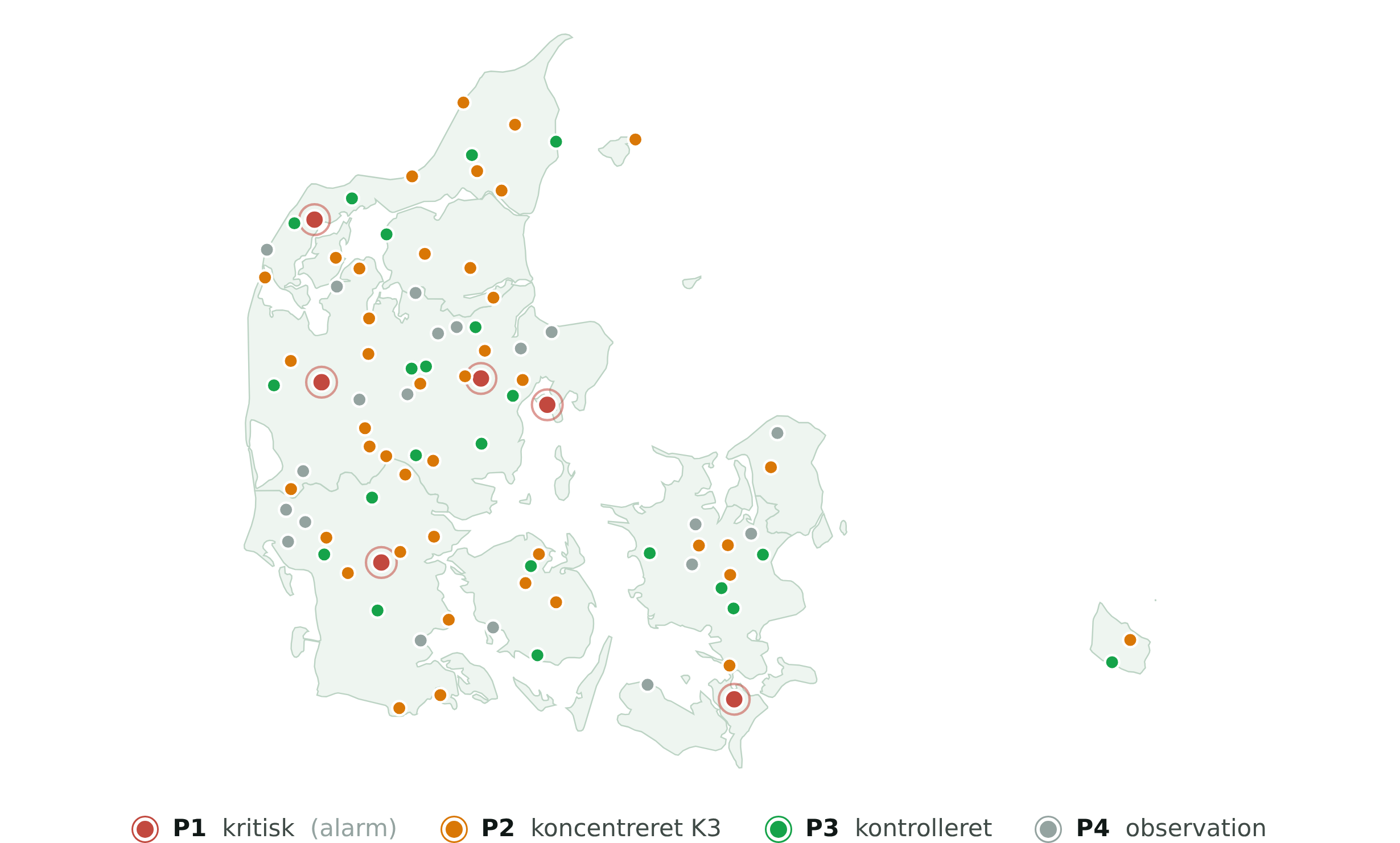 Map of Denmark showing the 89 portfolio properties