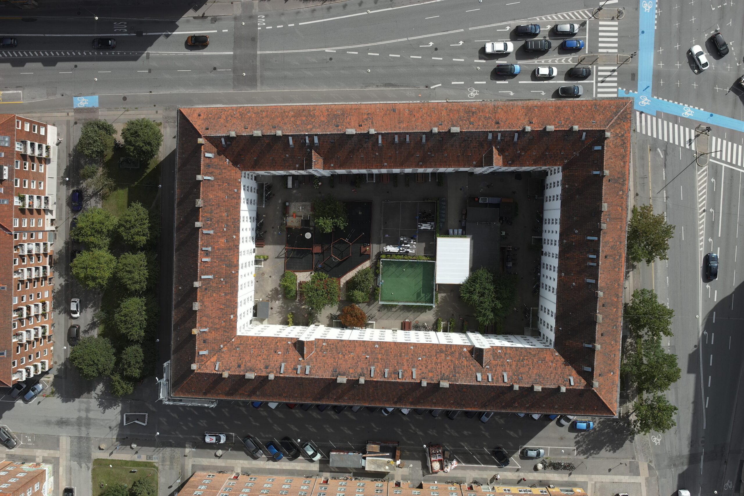 Kjøgegaarden, aerial view of the 1923 clay tile roof