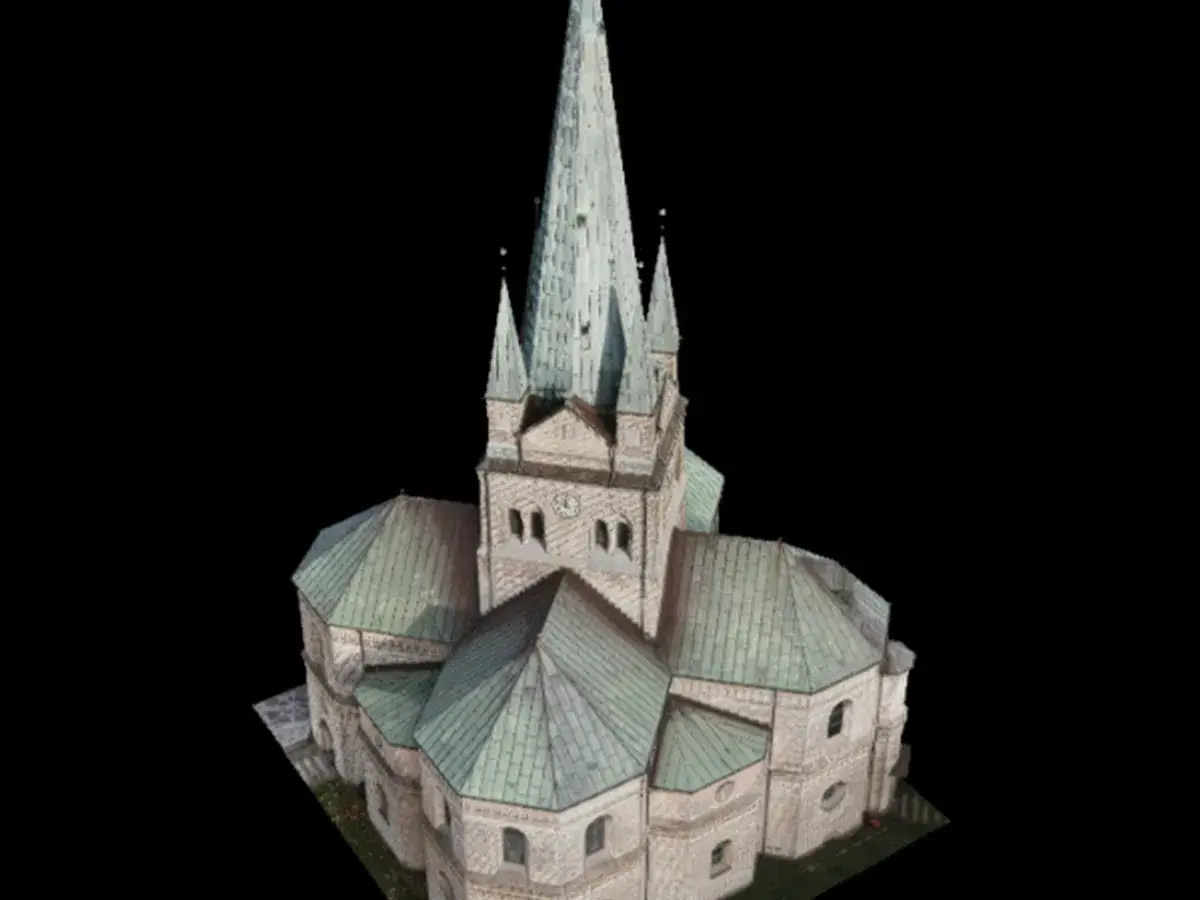 3D model of a church built from drone footage